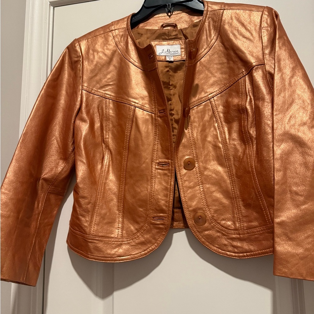 Aldo Copper Leather Jacket for Women